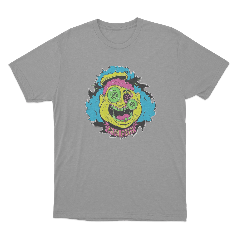 Papa Meat Crazy Face Unisex T Shirt Grey Papa Meat Crazy Face Unisex T Shirt Grey
